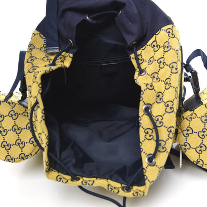 Gucci Monogram Multicolor Script Logo Large Double Pocket Backpack Yellow Blue 4 of 10
