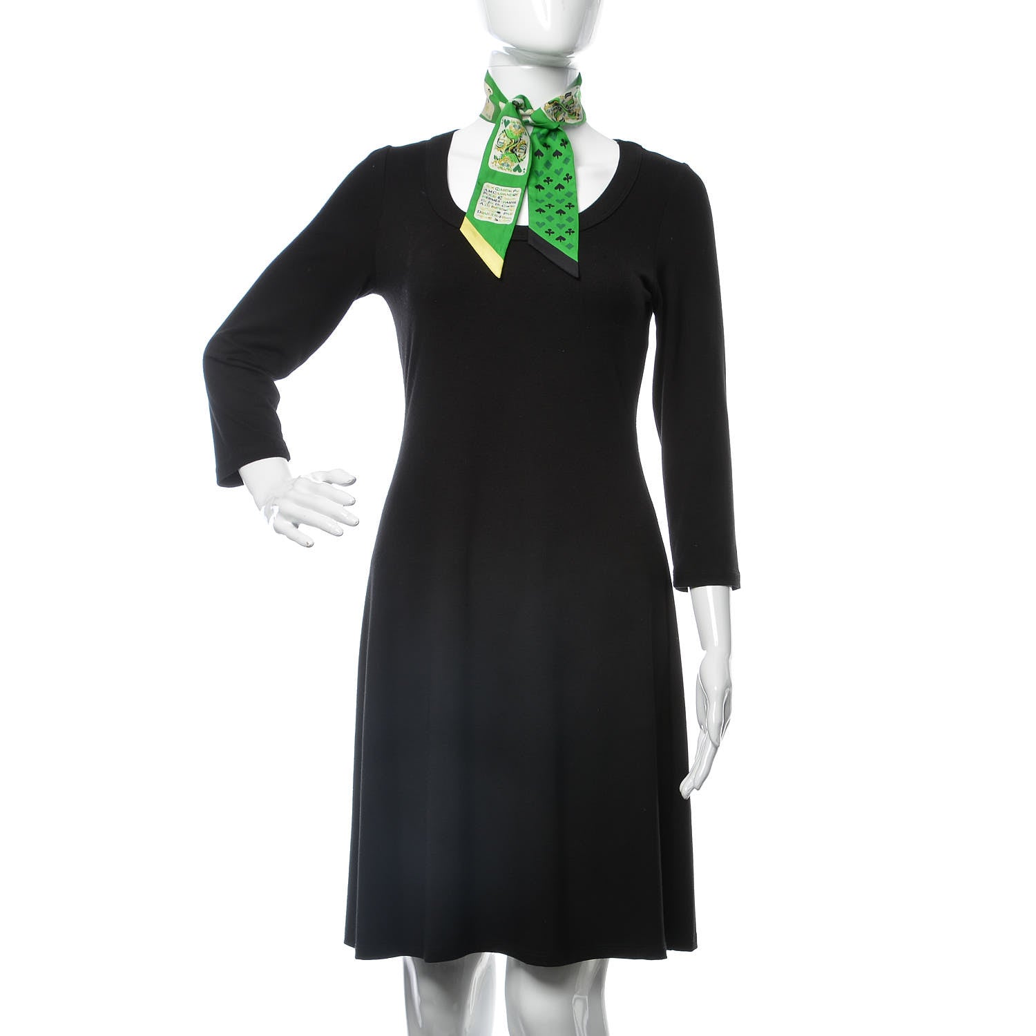Hermes Silk Jeu de Cartes Twilly Vert Emeraude Black Jaune Soufre 2 of 9