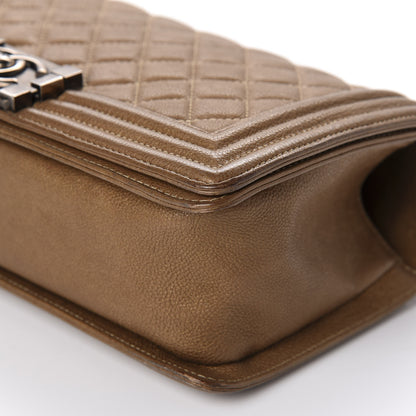 Chanel Metallic Calfskin Quilted Medium Boy Flap Dark Gold 7 of 11