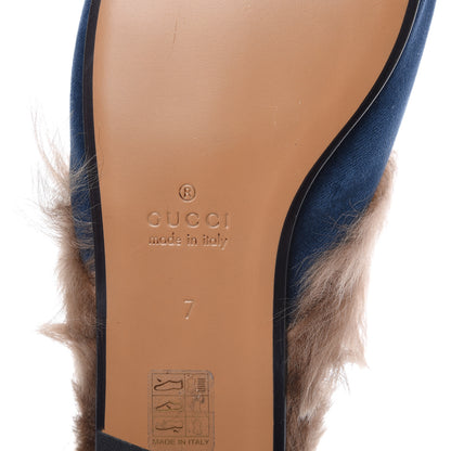 Gucci Velvet Fur Dragon Embroidered Mens Princetown Slippers 7 Zaffre Dark Zaffre 7 of 9