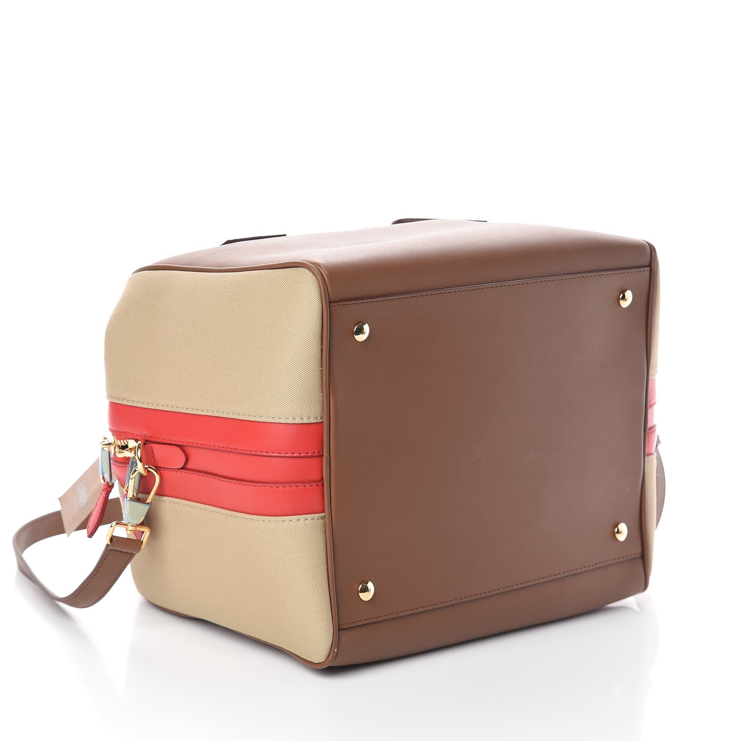 Burberry Smooth Calfskin Cube Bowling Bag Malt Brown 4 of 9