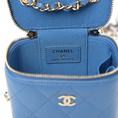 Chanel Caviar Quilted Mini Vanity Case With Chain Blue 5 of 8