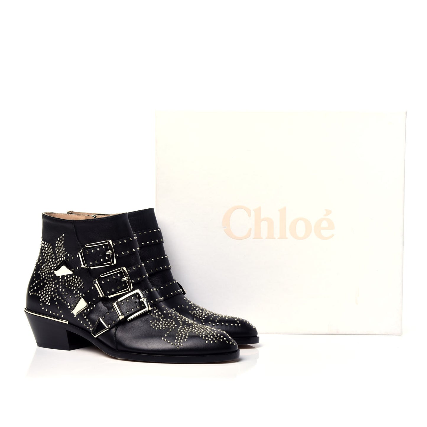 Nappa Sheepskin Studded Susanna Ankle Boots 37.5 Black