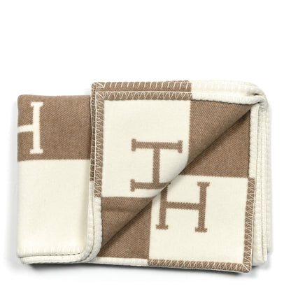 Hermes Wool Cashmere Avalon Baby Blanket Noisette Moyen White 2 of 3