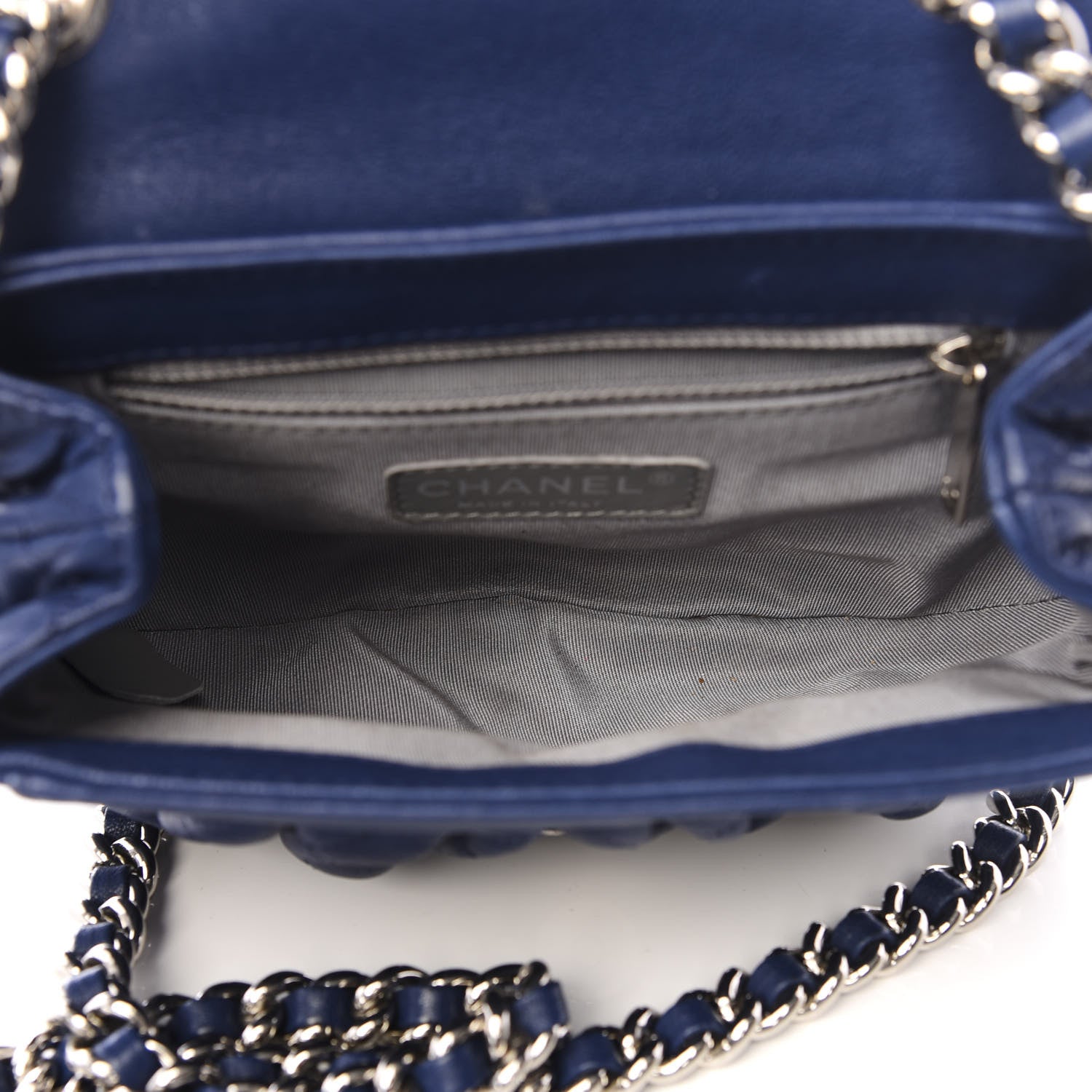 Chanel Washed Lambskin Quilted Mini Chain Around Messenger Blue 4 of 8