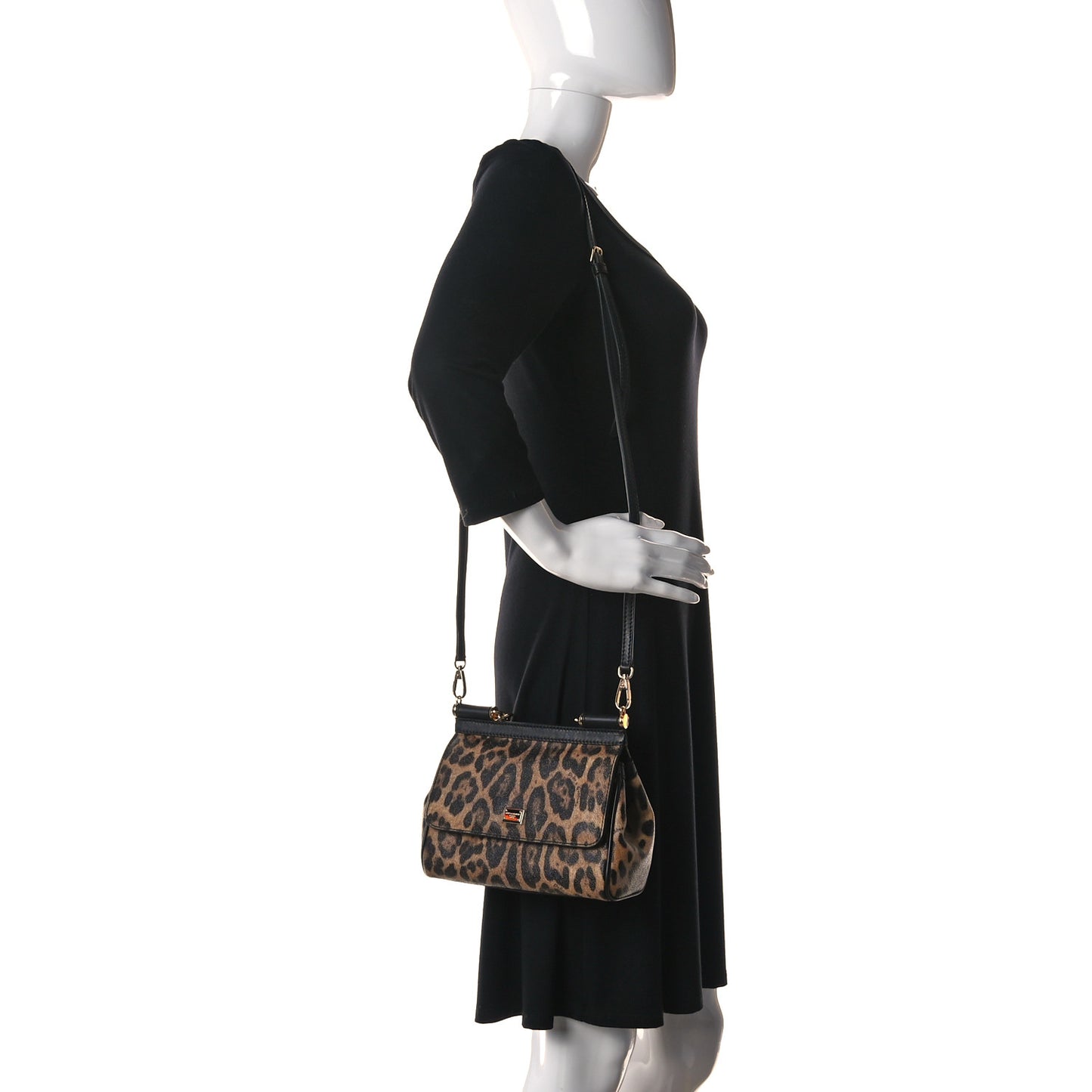 Dauphine Leopard Print Mini Miss Sicily Satchel Black