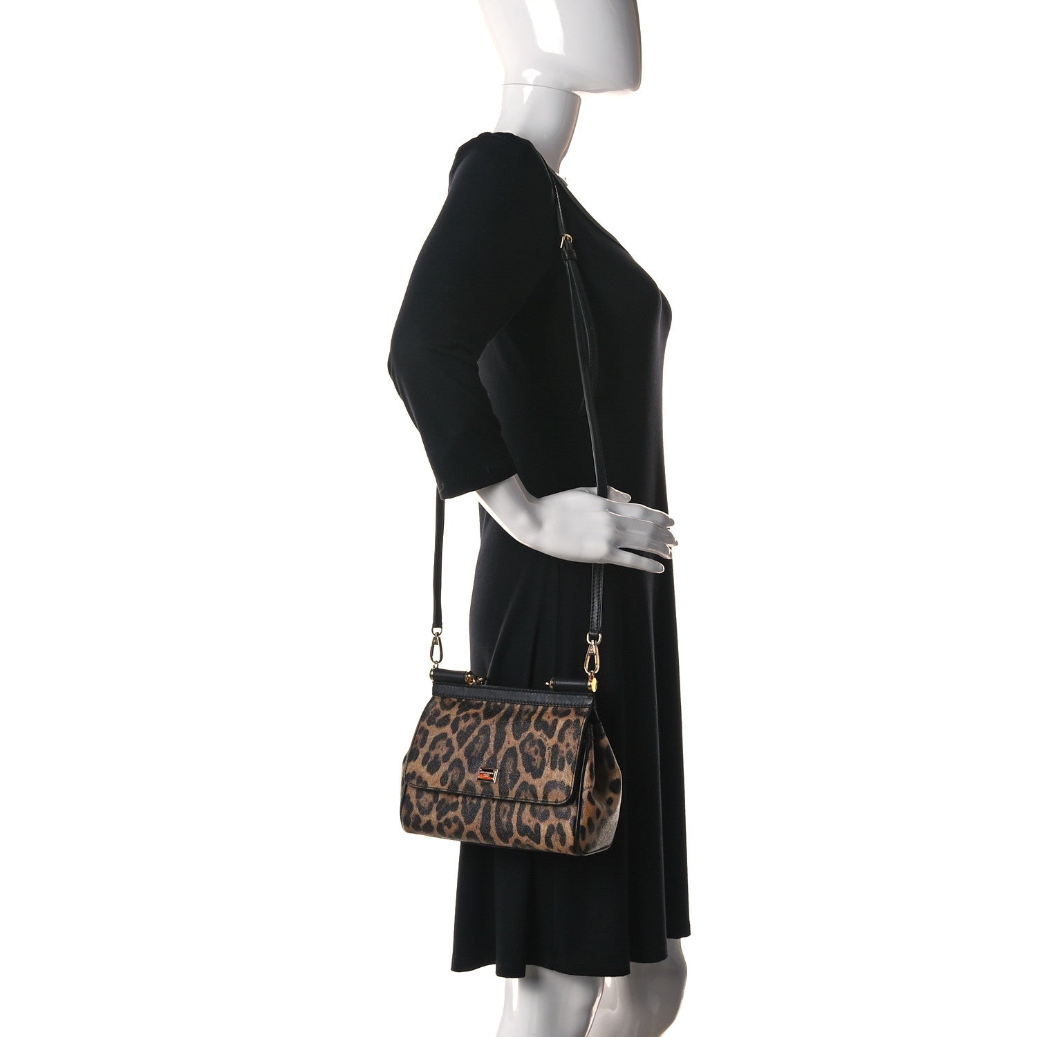 Dolce & Gabbana Dauphine Leopard Print Mini Miss Sicily Satchel Black 2 of 10