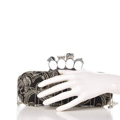 Alexander McQueen Silk Chain Skull Knuckle Box Clutch Black 2 of 7