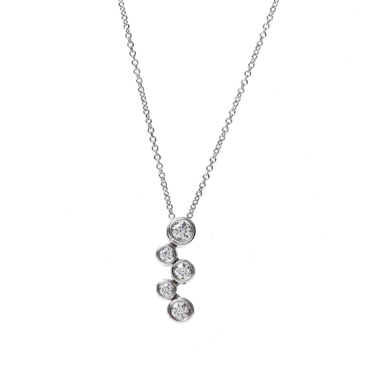 Platinum Diamond Bubble Pendant Necklace