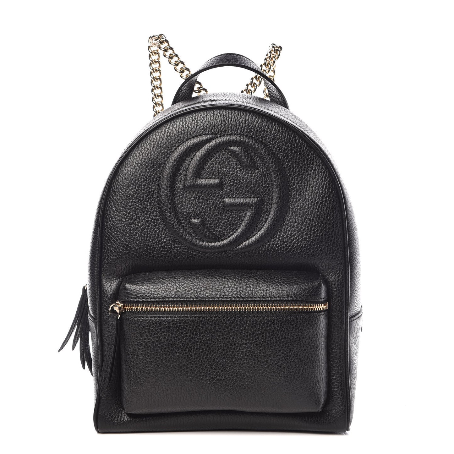 Pebbled Calfskin Soho Chain Backpack Black
