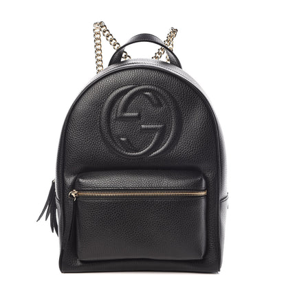 Gucci Pebbled Calfskin Soho Chain Backpack Black 1 of 9