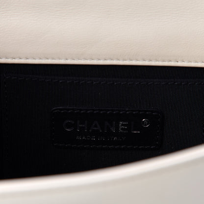 Chanel Lambskin Plexiglass Seamless Greek Horizontal Boy Brick Flap Dark White 8 of 10