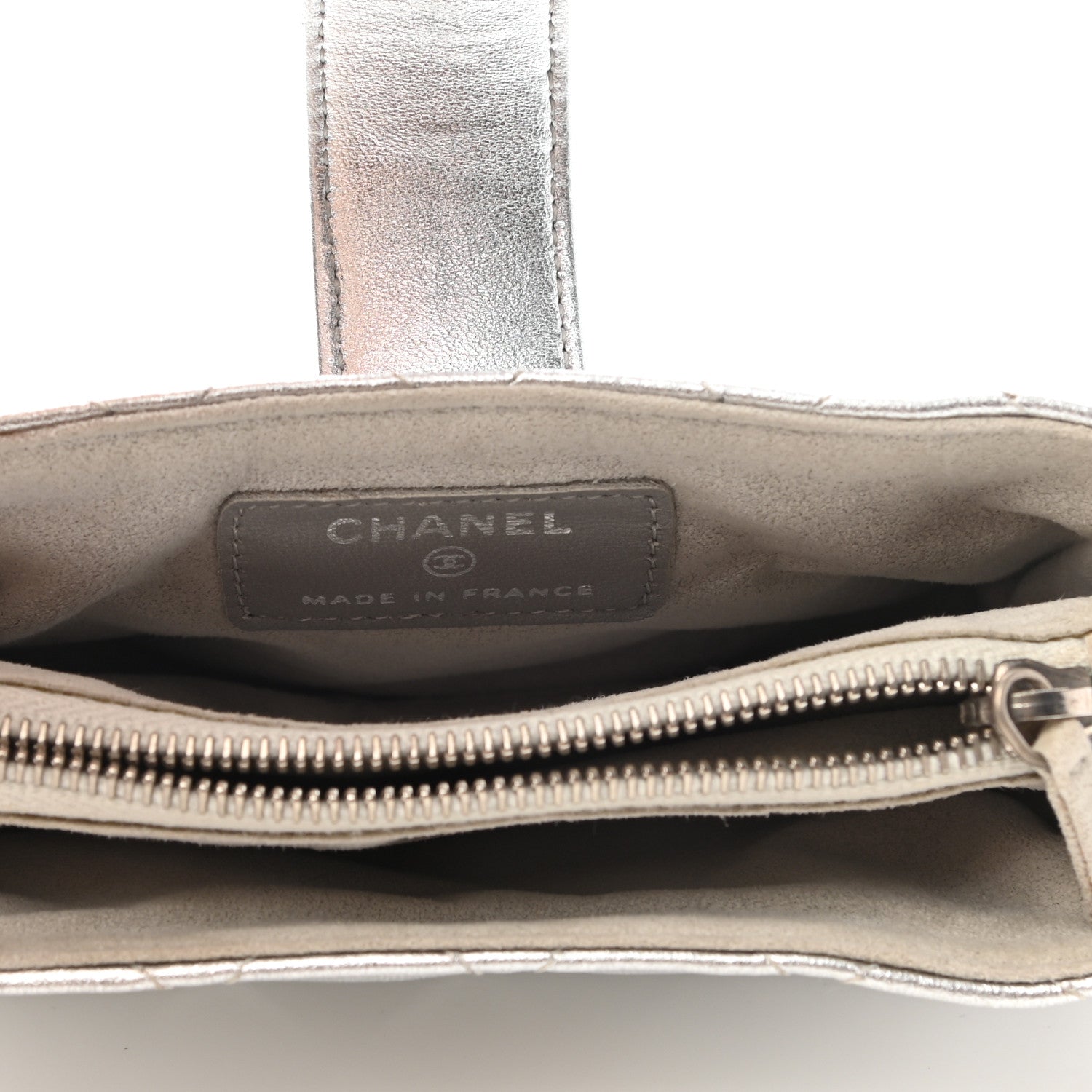 Chanel Metallic Lambskin Quilted Pearl Chain Mini Love Symbols Bag Silver 5 of 10