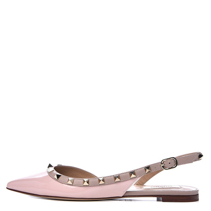 Valentino Garavani Patent Rockstud Slingback Flats 37 Water Rose Poudre 1 of 8