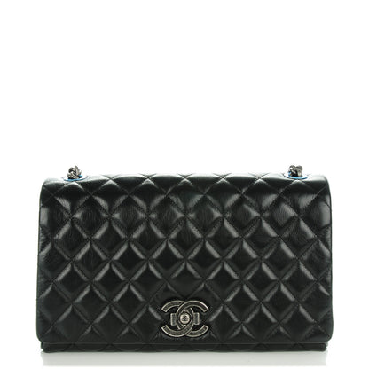 Chanel Metallic Goatskin Quilted Large City Rock Flap Black 1 of 7