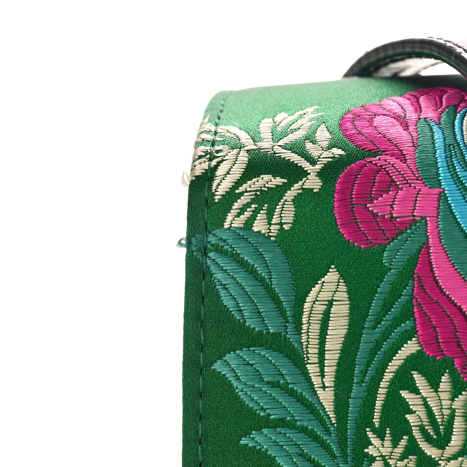 Gucci Jacquard Floral Medium Sylvie Top Handle Bag Green Multicolor Black 11 of 13