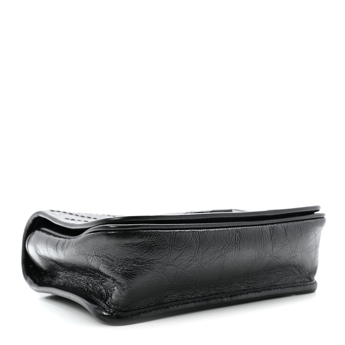 Crinkled Calfskin Matelasse Monogram Niki Chain Wallet Black