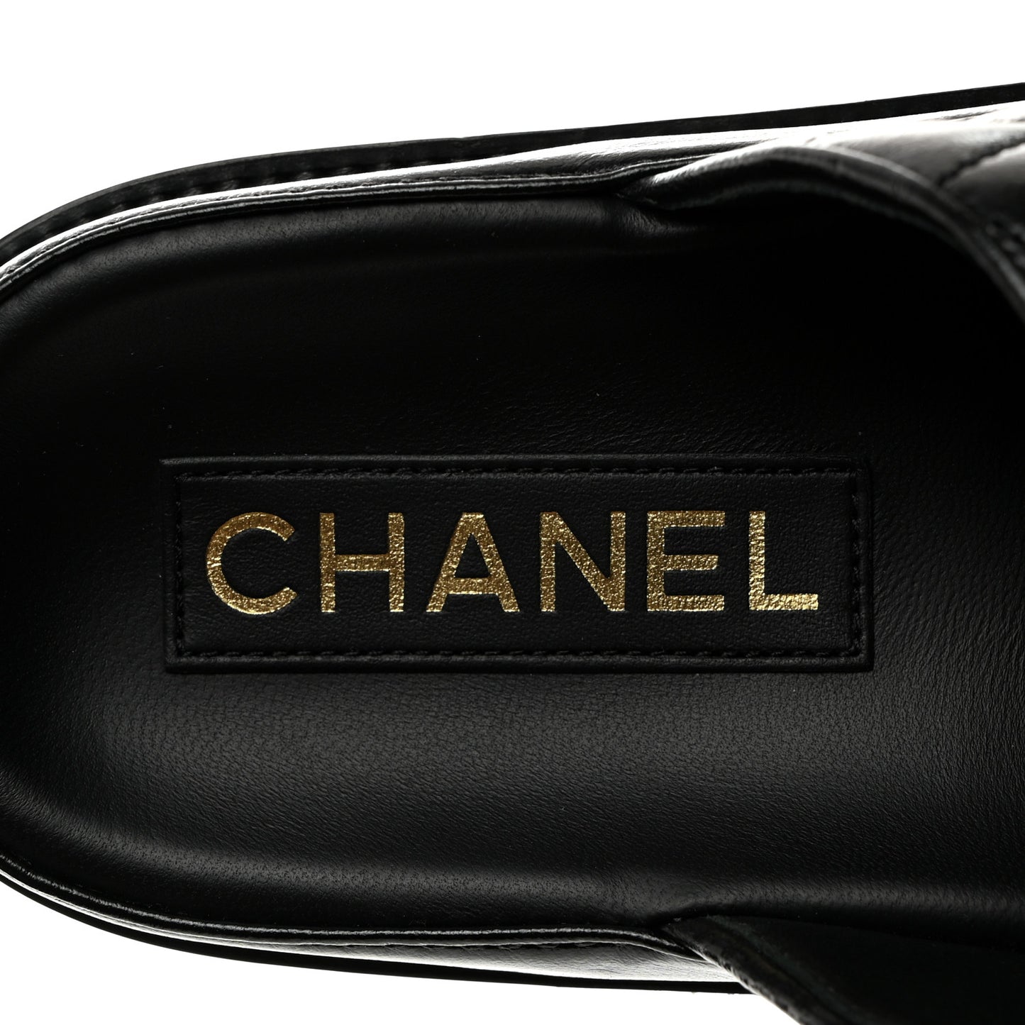 Lambskin Quilted Velcro Dad Chain CC Slide Sandals 37.5 Black
