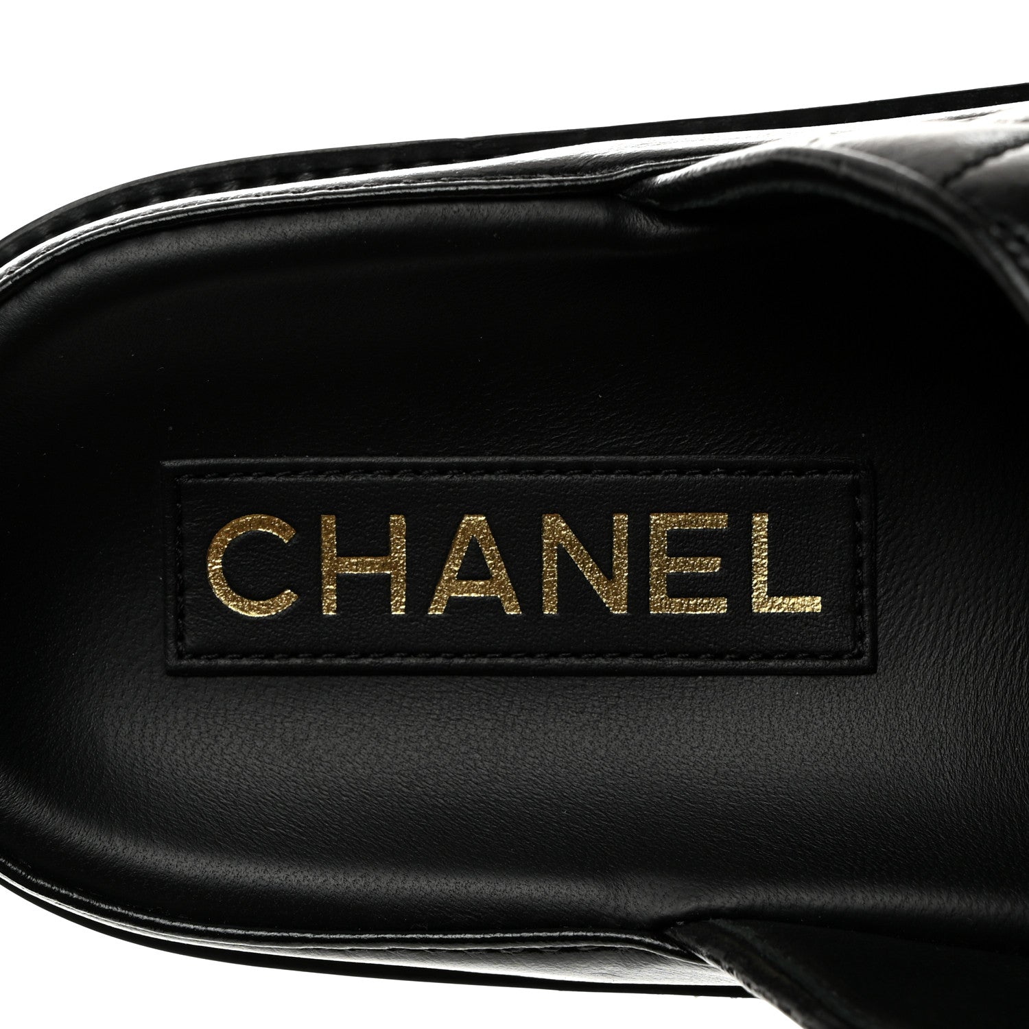 Chanel Lambskin Quilted Velcro Dad Chain CC Slide Sandals 37.5 Black 6 of 9