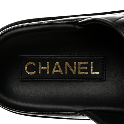 Chanel Lambskin Quilted Velcro Dad Chain CC Slide Sandals 37.5 Black 6 of 9