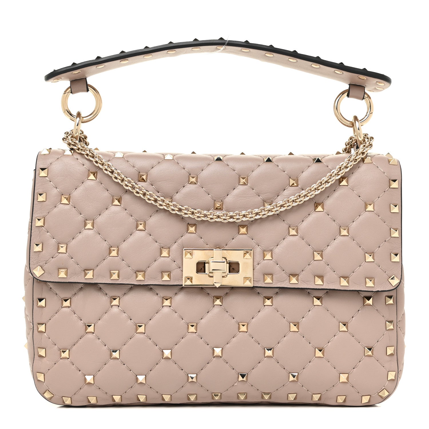 Valentino Garavani Lambskin Medium Rockstud Spike Shoulder Bag Poudre 1 of 9