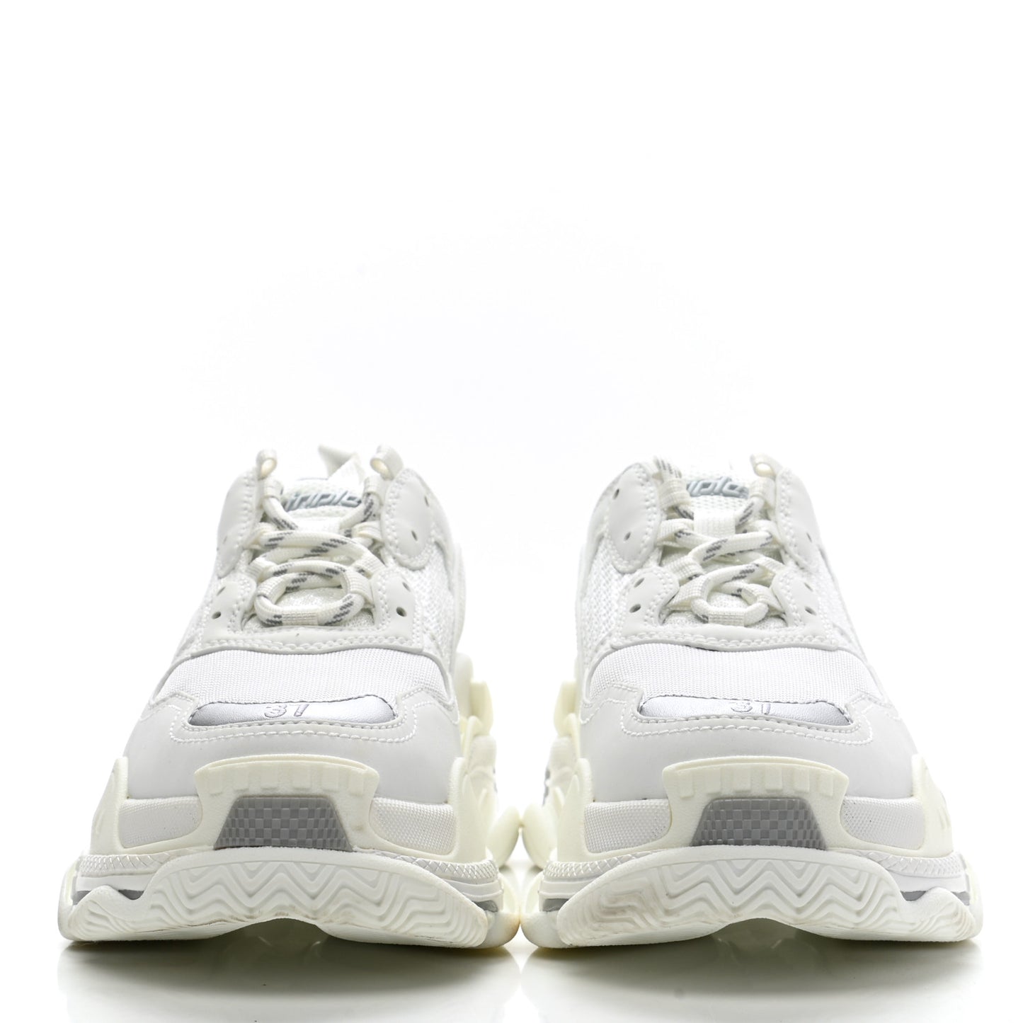 Fabric Mesh Bi-Color Womens Triple S Sneakers 37 White Metal Grey