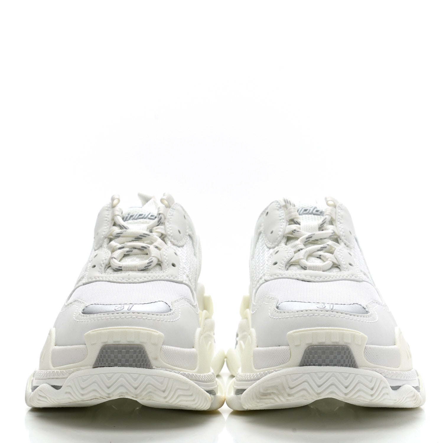 Balenciaga Fabric Mesh Bi-Color Womens Triple S Sneakers 37 White Metal Grey 2 of 11