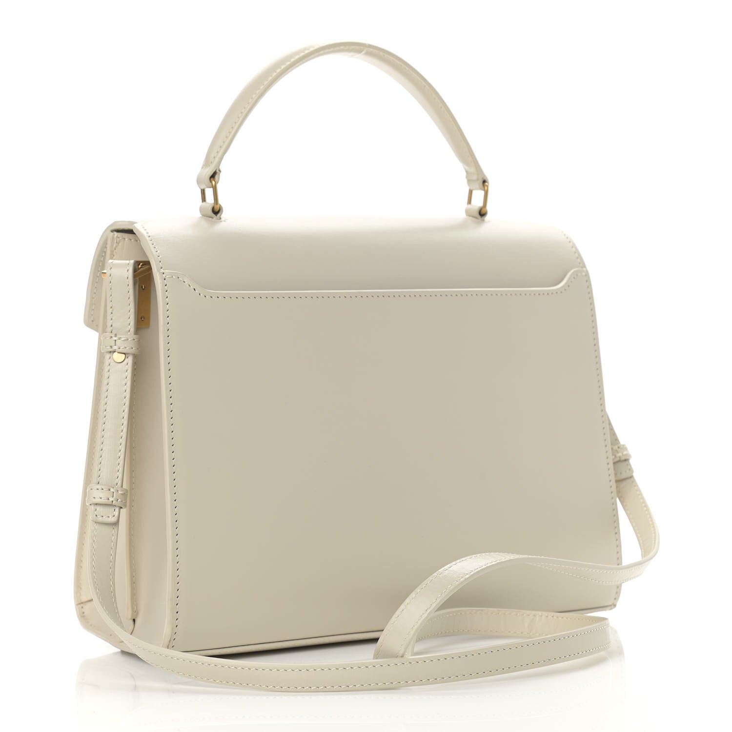 Saint Laurent Smooth Calfskin Medium Classic Monogram Cassandra Top Handle Crema Soft Rouge Legion 3 of 12
