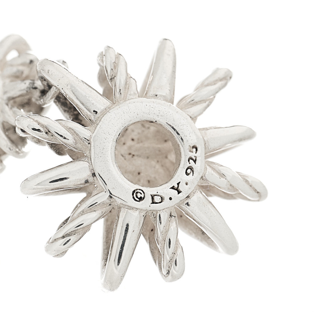 David Yurman Sterling Silver Diamond Starburst Double Drop Earrings 4 of 5