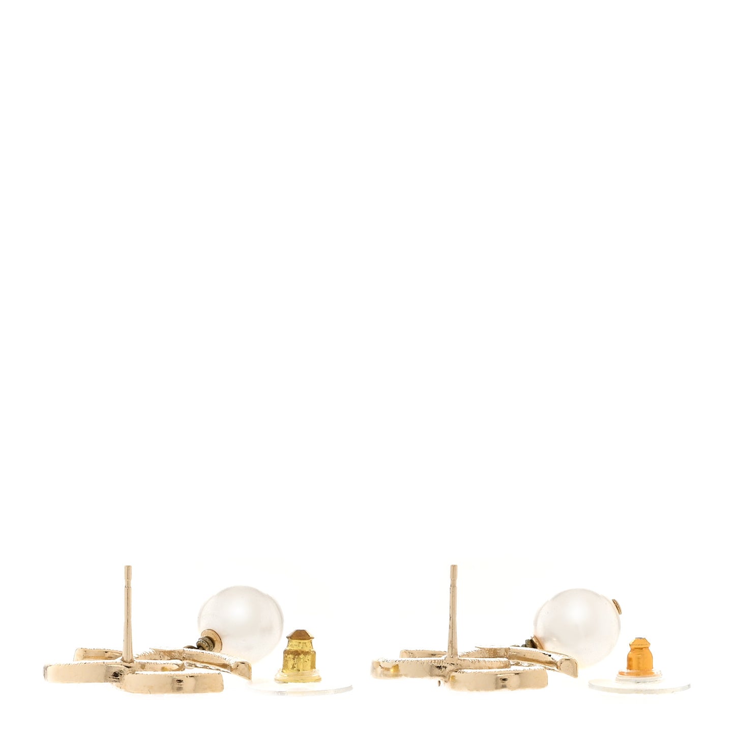Crystal Pearl CC Drop Earrings Gold