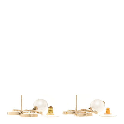 Chanel Crystal Pearl CC Drop Earrings Gold 4 of 5