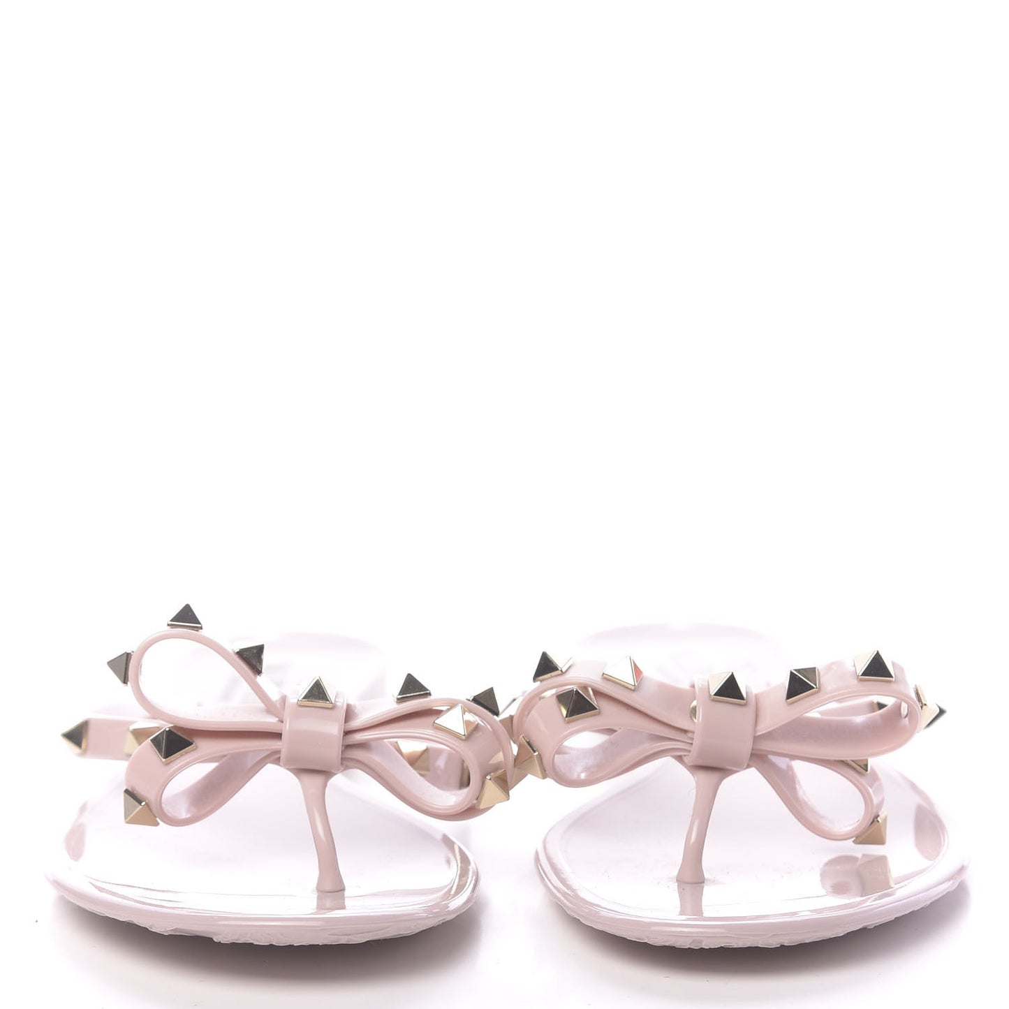 PVC Jelly Rockstud Bow Thong Sandals 39 Poudre
