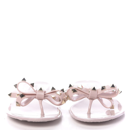Valentino Garavani PVC Jelly Rockstud Bow Thong Sandals 39 Poudre 2 of 7