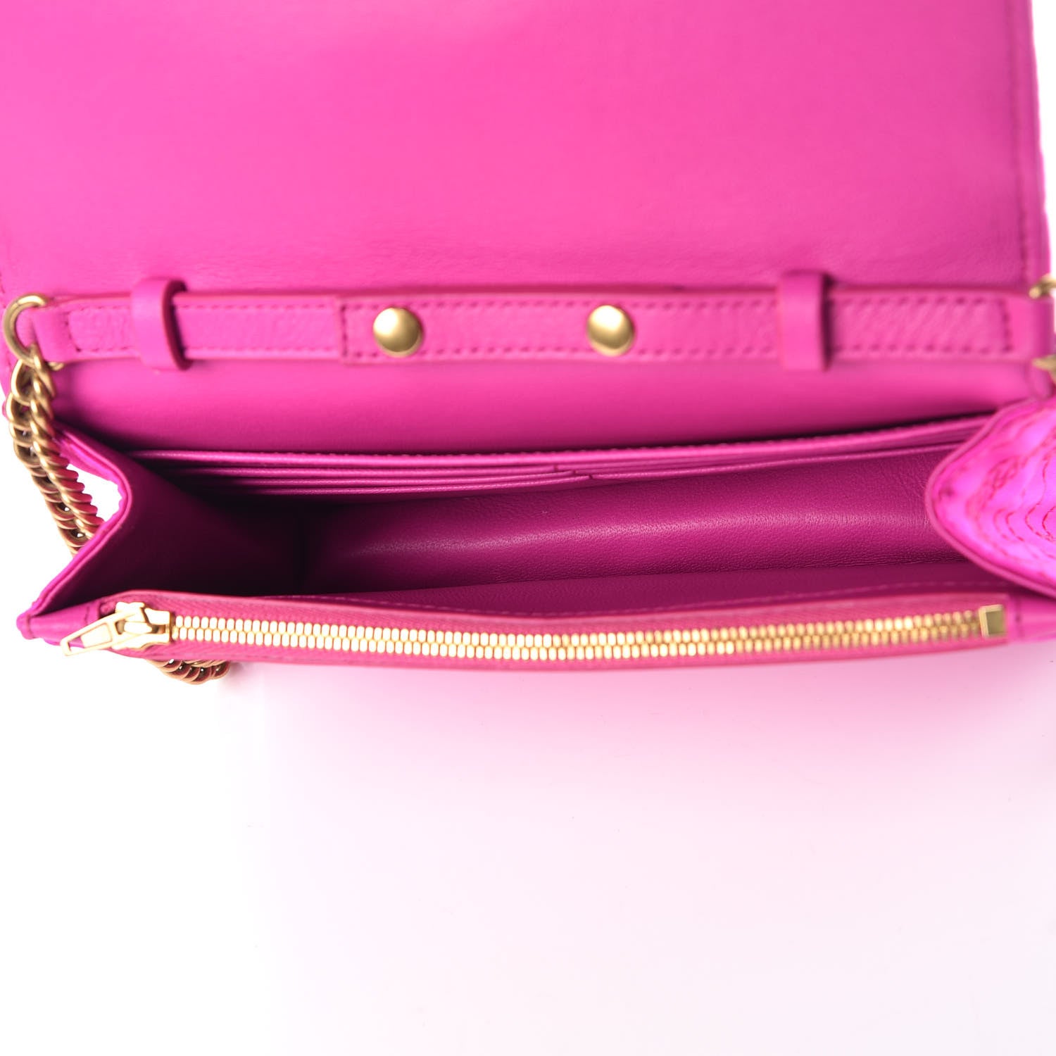 Balenciaga Satin Jacquard Logo Matelasse BB Wallet On Chain Fuchsia 5 of 12