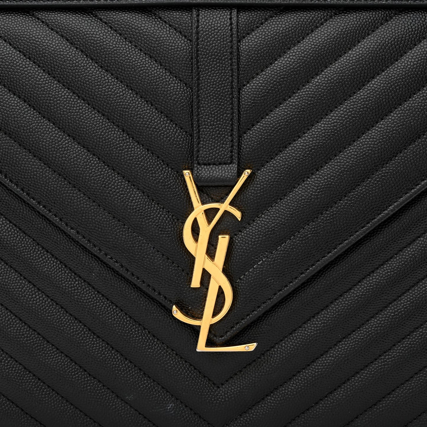Grain De Poudre Matelasse Chevron Large Monogram Satchel Black