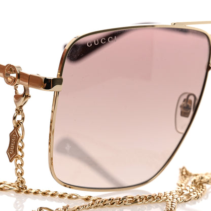 Gucci Metal Navigator Square Chain Sunglasses GG1089S Gold Pink 7 of 8