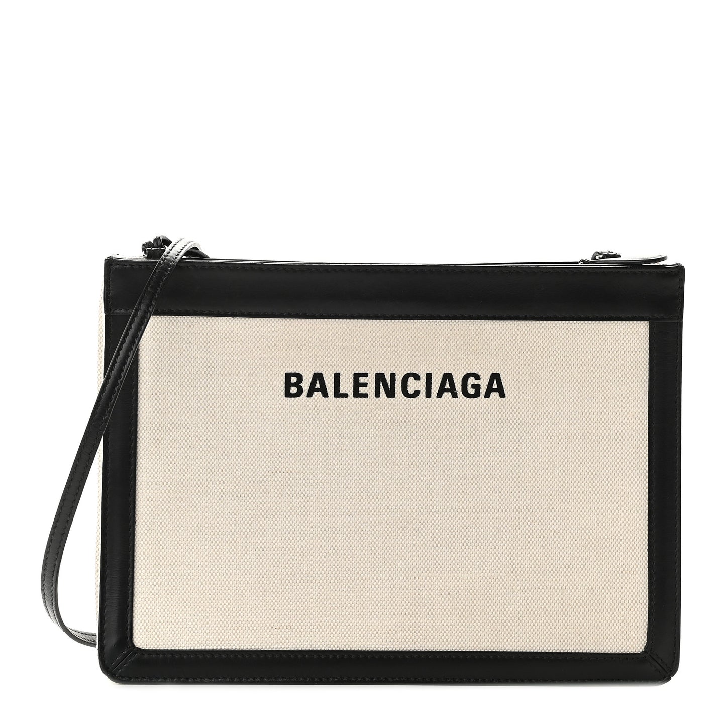 Cotton Canvas Pochette Crossbody Bag Black