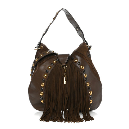 Gucci Calfskin Suede Fringe Babouska Hobo Brown 1 of 11