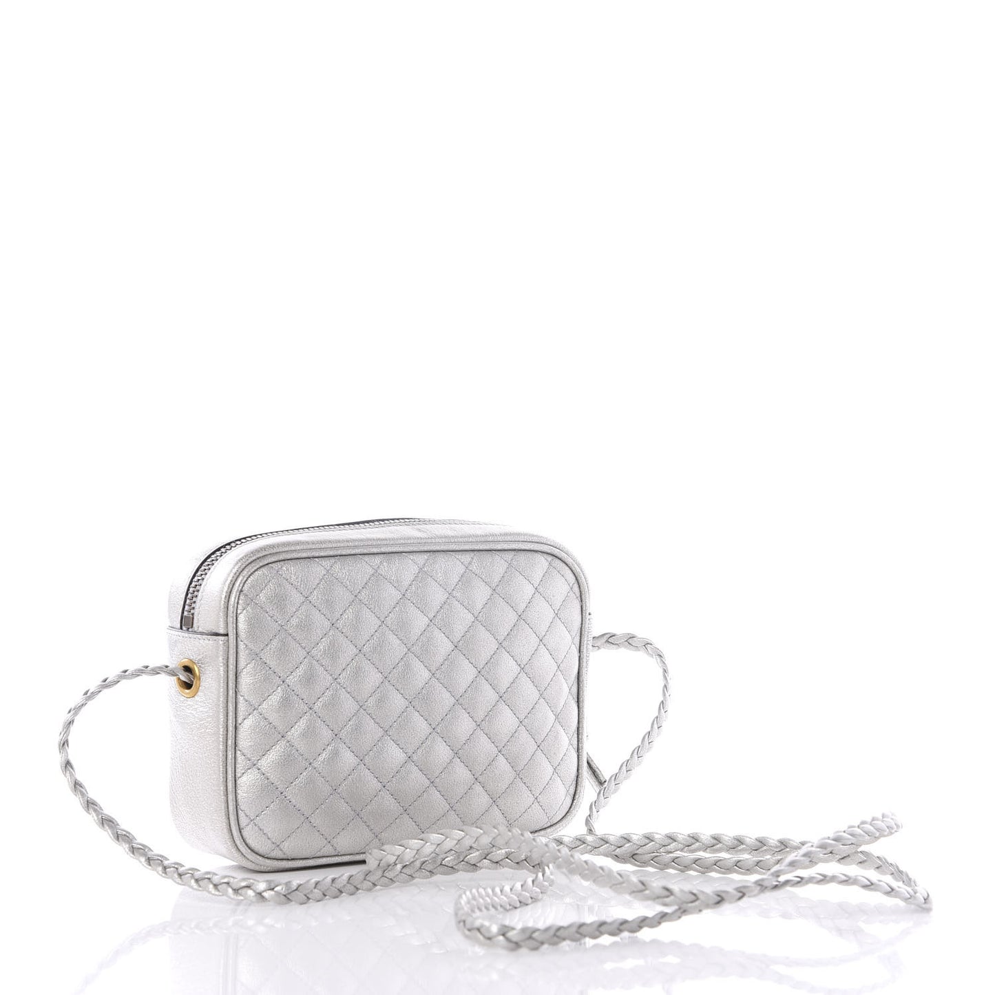 Laminated Nappa Web Trapuntata Mini GG Shoulder Bag Argento