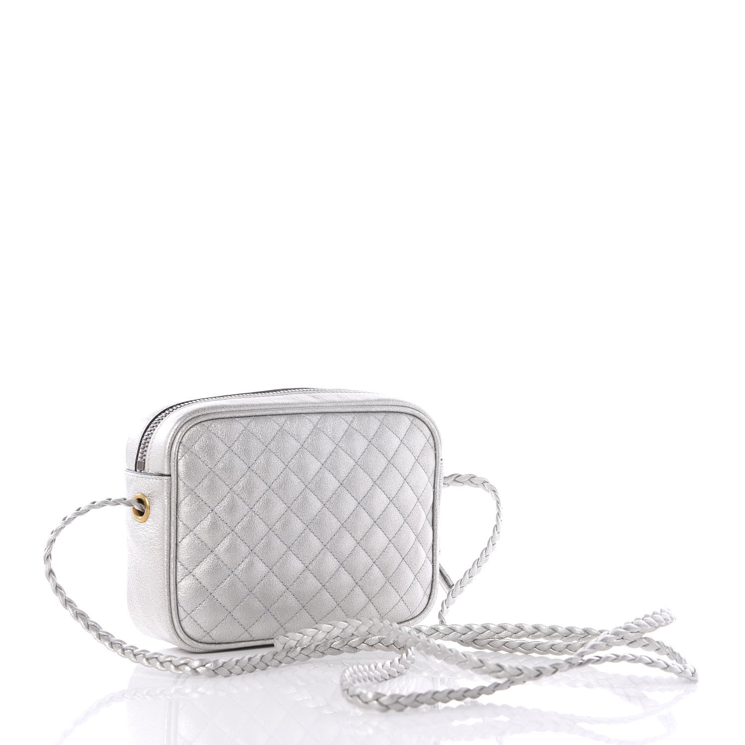 Gucci Laminated Nappa Web Trapuntata Mini GG Shoulder Bag Argento 2 of 10