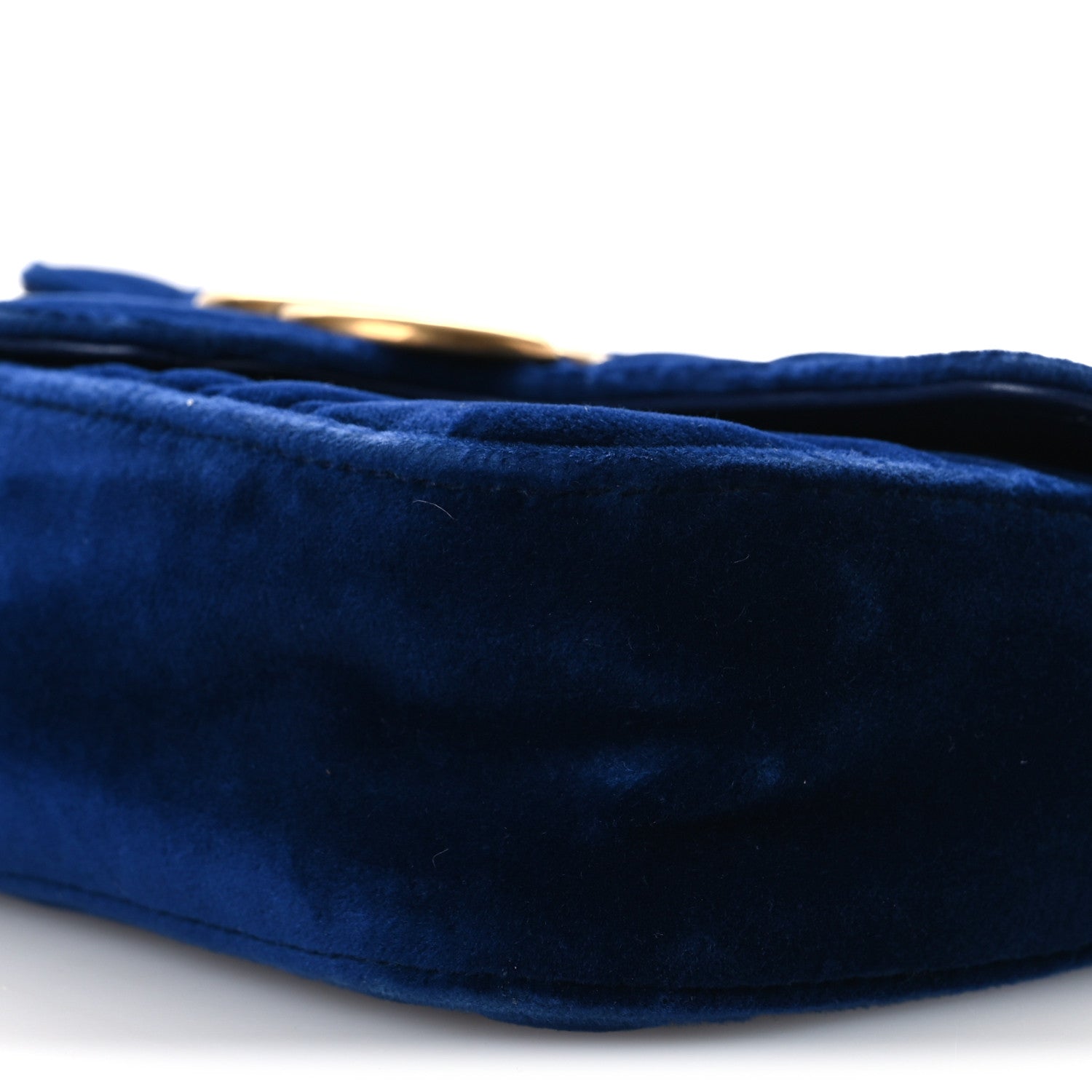 Gucci Velvet Matelasse Mini GG Marmont Shoulder Bag Cobalt Blue 10 of 11