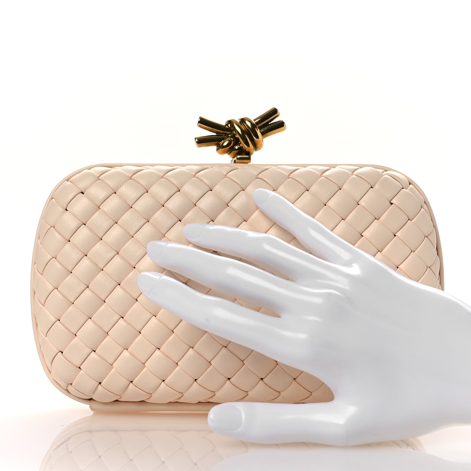 Bottega Veneta Nappa Intrecciato Minaudiere Knot Clutch Lotus 2 of 10