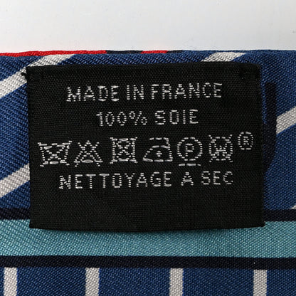 Hermes Silk Quadrige Twilly Rouge Bleu Blanc 4 of 5