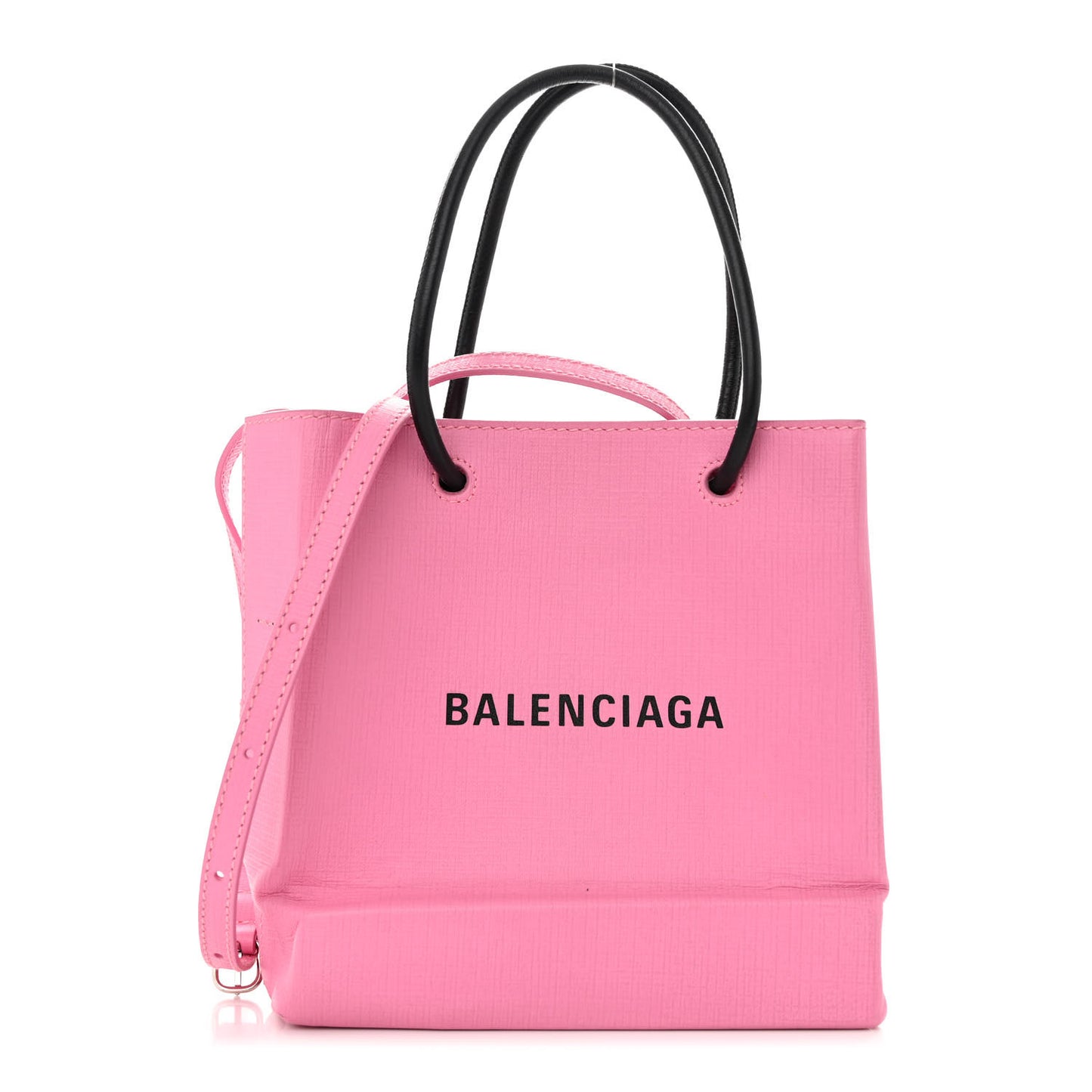 Squared Calfskin Logo Shopping Tote XXS Baby Pink