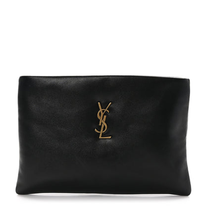 Saint Laurent Lambskin Small Calypso Pouch Black 1 of 10