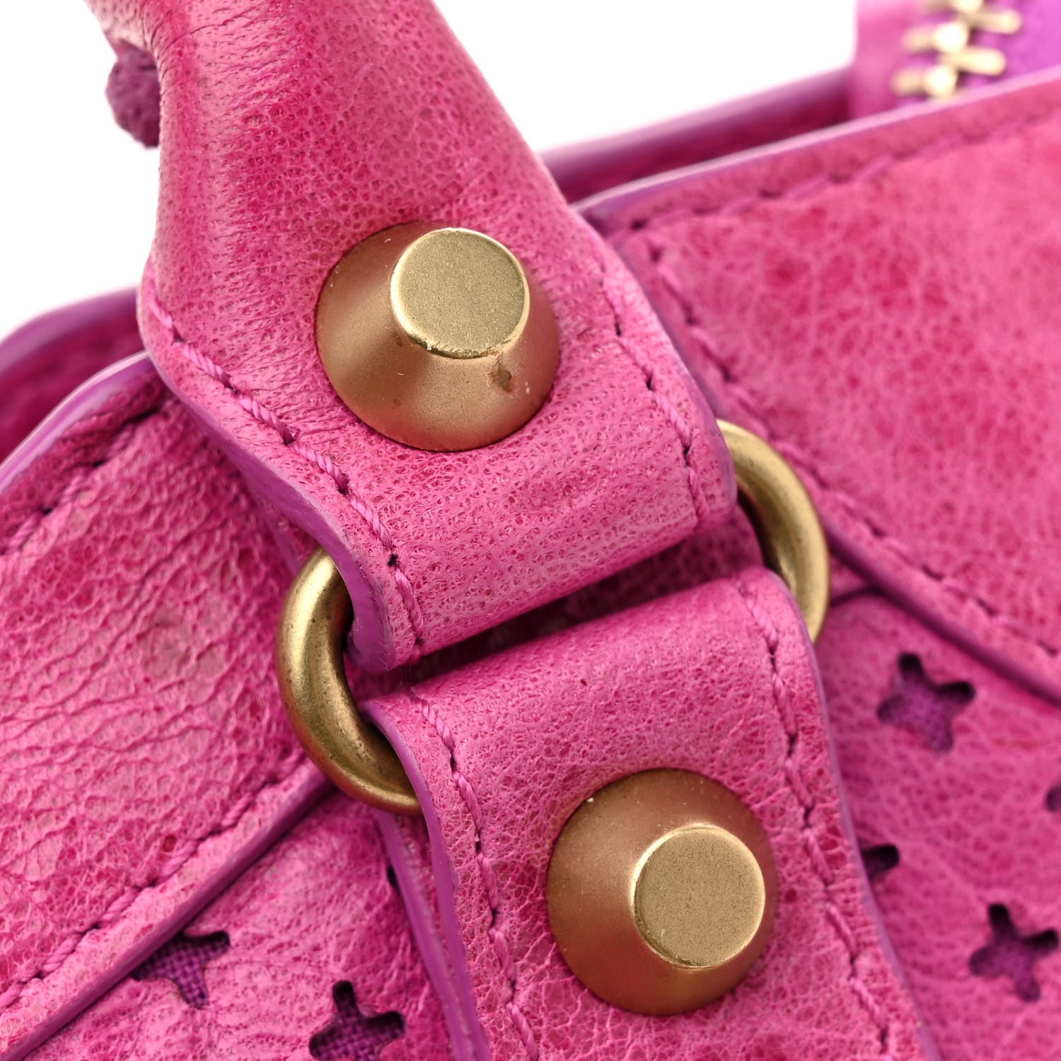 Balenciaga Agneau Laser Cut Cross Classic Gold Hardware Mini City Cyclamen 14 of 14