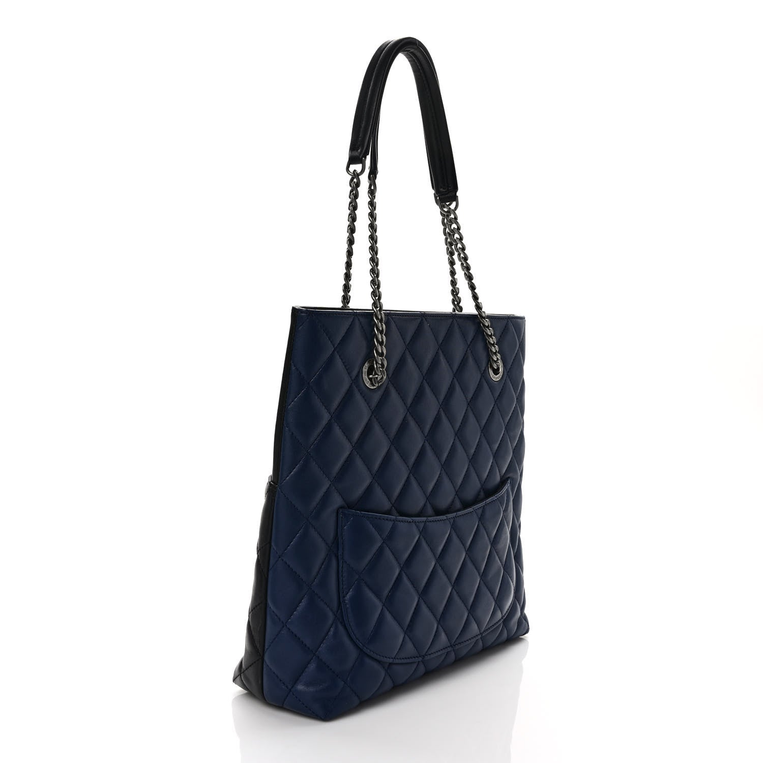 Chanel Lambskin Quilted Small Urban Delight Tote Black Blue 3 of 8