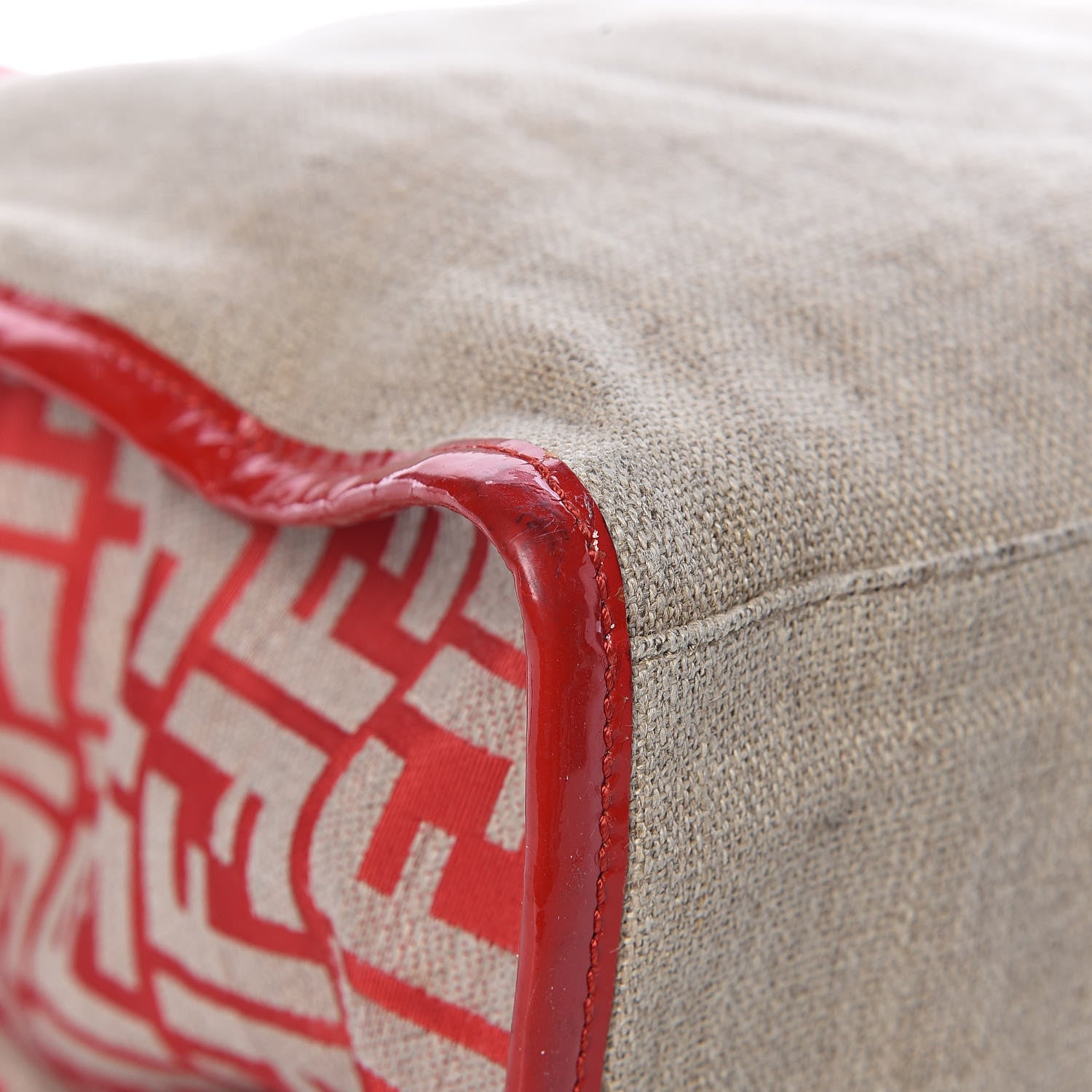 Fendi Linen Patent FF Shopping Tote Fragola 8 of 12