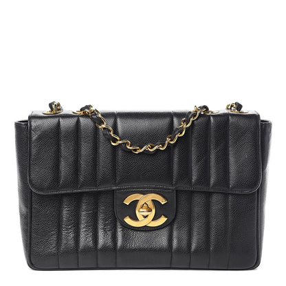 Chanel Caviar Vertical Quilted Jumbo Single Flap Black 1 of 15