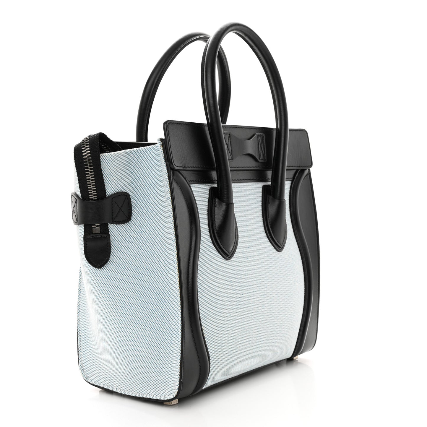 Textile Smooth Calfskin Micro Bi-Color Luggage Blue